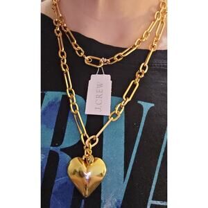 NWT J Crew Gold Heart Pendant Necklace Wrap Chain NEW